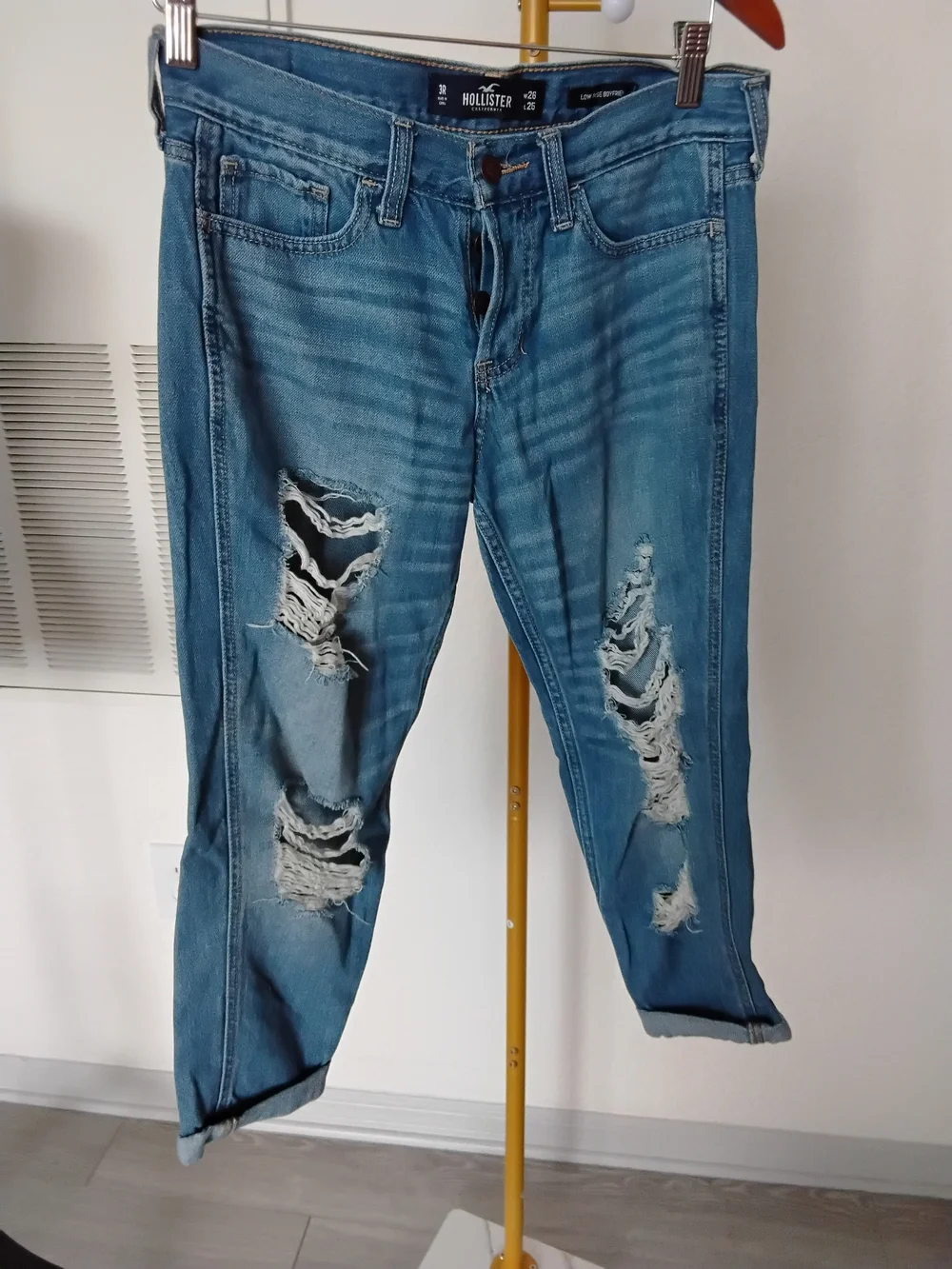 Hollister Light Blue Distressed Low Rise Boyfriend Jeans - Picture 2 of 3